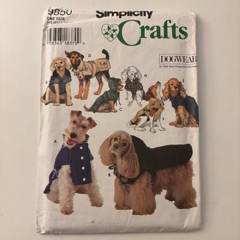 VTG 1996 Simplicity 9850 Dogwear Pet Coat Trench Jacket Sewing Pattern One Size
